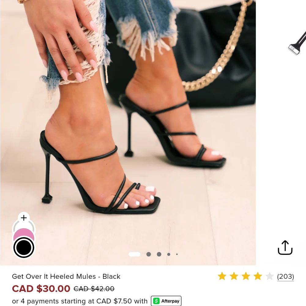 Fashion Nova Black Strappy Heels with Metallic Stiletto - Picture 3 of 6